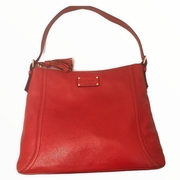 Kate spade red leather tassel bag